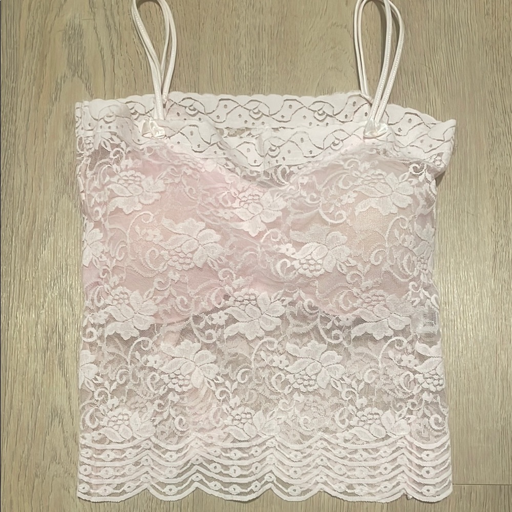 Elegant Lace Spaghetti Strap Top - White